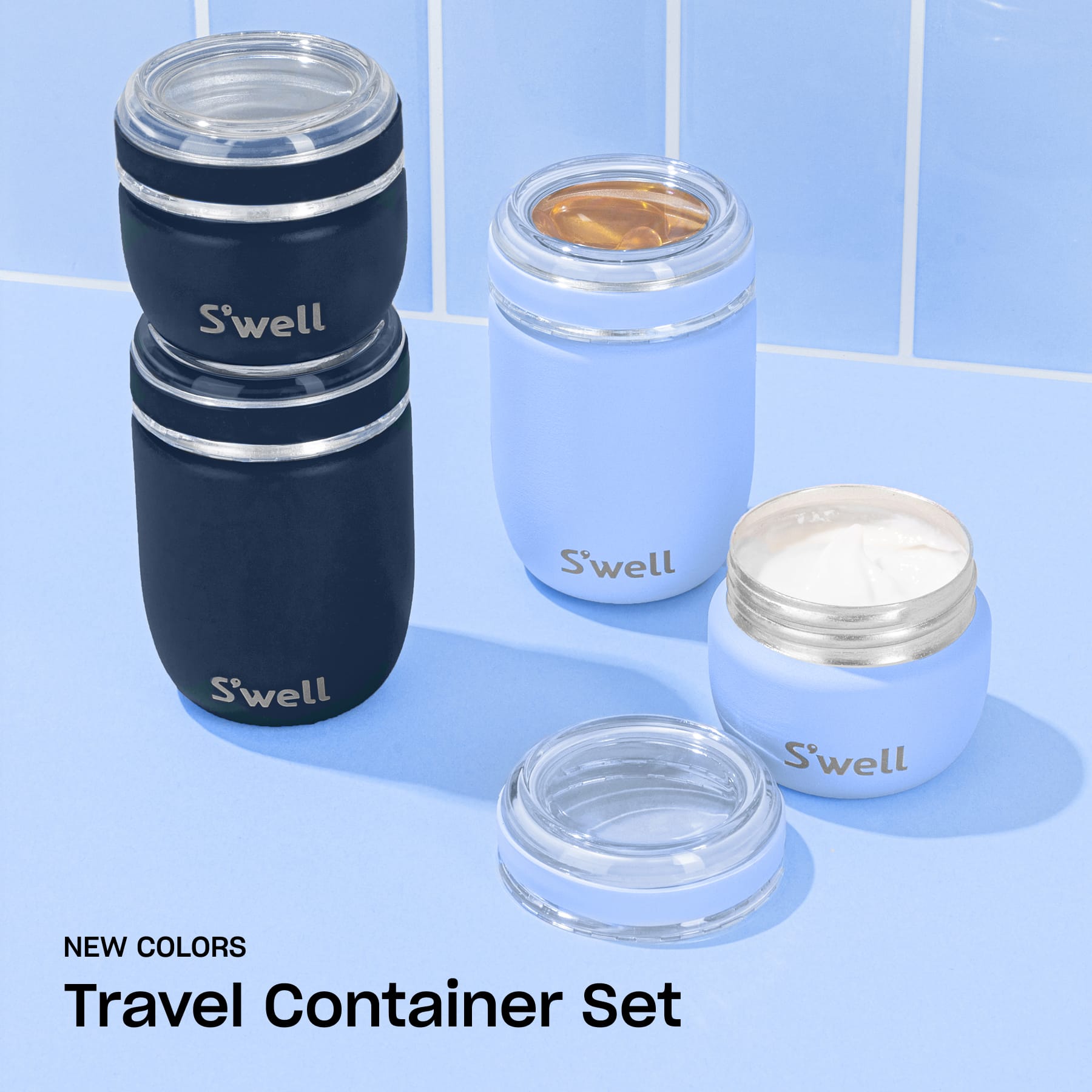 S'well Travel Container Set in Chambray Azurite