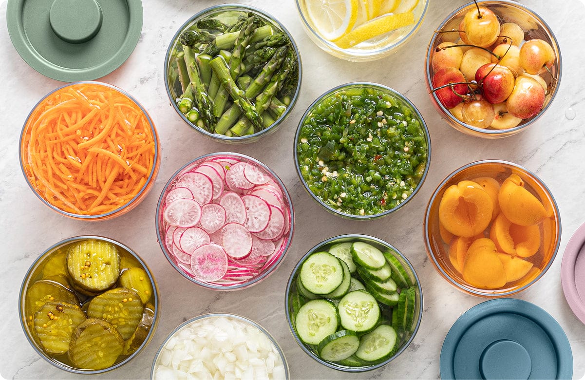 Glass Prep Bowl Set meal prep ingredients