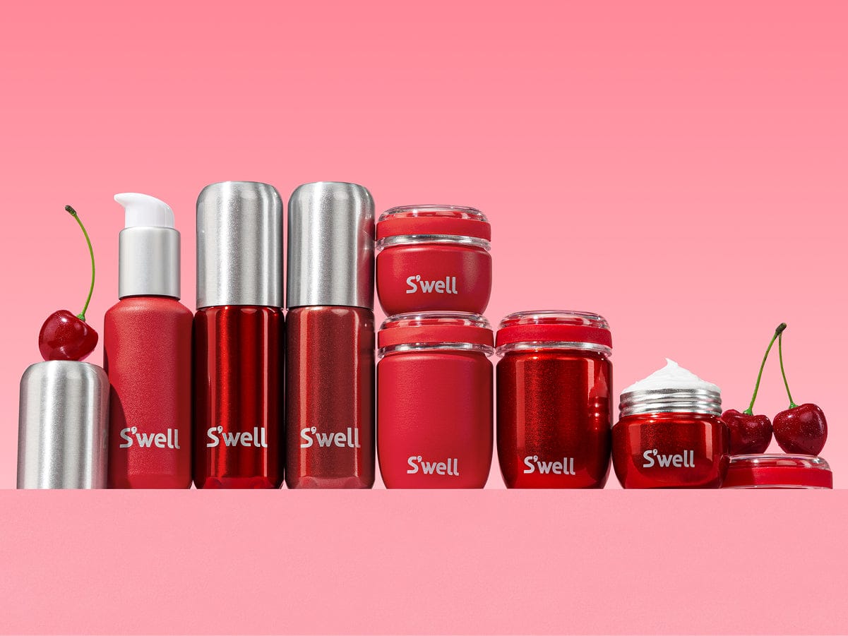 Cherry Shimmer Travel Bottle Set and Travel Container Set