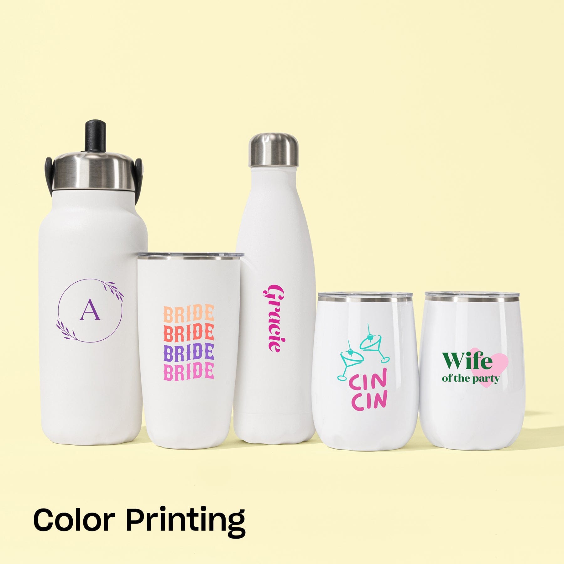 Color Printing Bridal Options On Moonstone S'well Items
