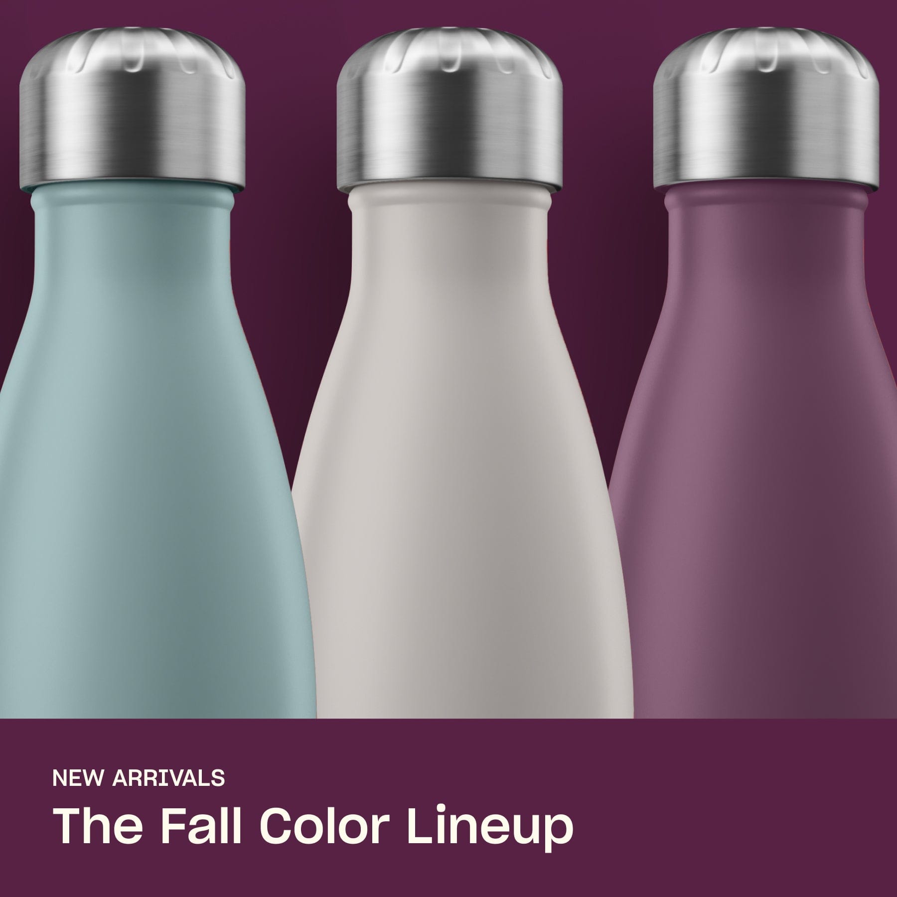 New Arrivals The Fall Color Lineup Image of three Original Bottles Plum, Lunar Grey and Eucalyptus